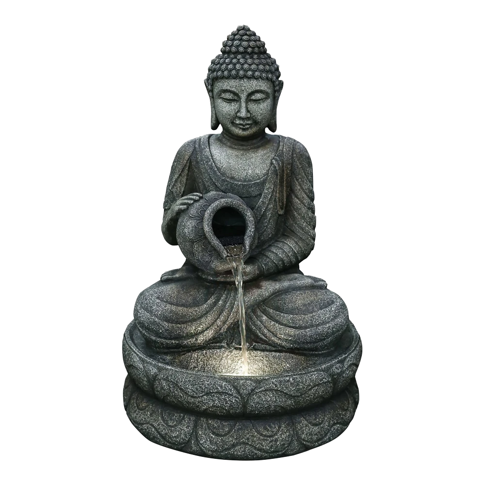 Buddha Met Waterkruik - 81cm Hoog - Polystone 3 Buddha Met Waterkruik - 81cm Hoog - Polystone