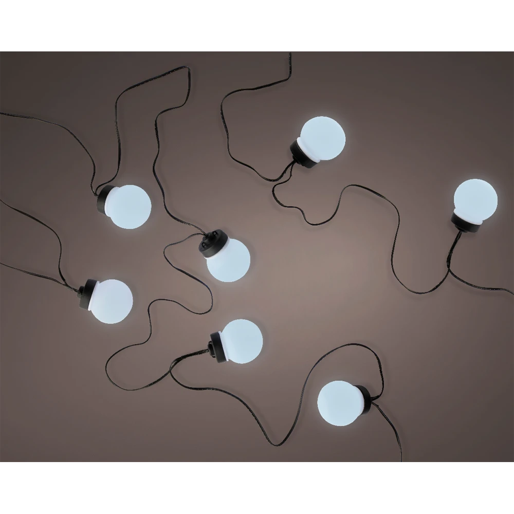 Lumineo Budget Feestverlichting Lichtsnoer - Bolvorm - 950cm - 20 LEDS - Koel Wit/Blauw - Image 2