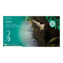 Lumineo LED Solar Tuinlamp - D6 X H32cm - Zwart - 10st.