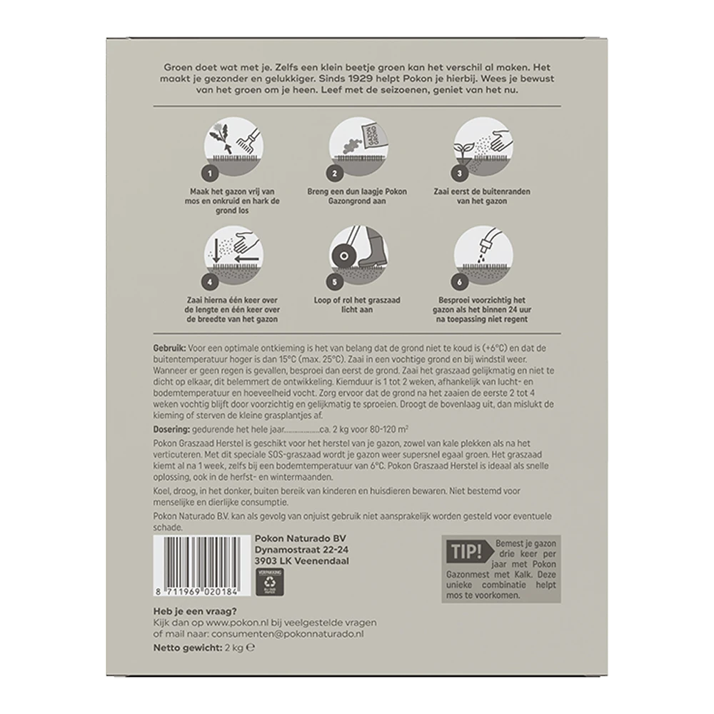 Pokon Graszaad Herstel 2kg - Graszaad 4 Pokon Graszaad Herstel 2kg - Graszaad - Image 2