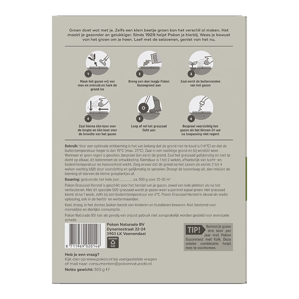 Pokon Graszaad Herstel 500gr - Graszaad 4 Pokon Graszaad Herstel 500gr - Graszaad - Image 2