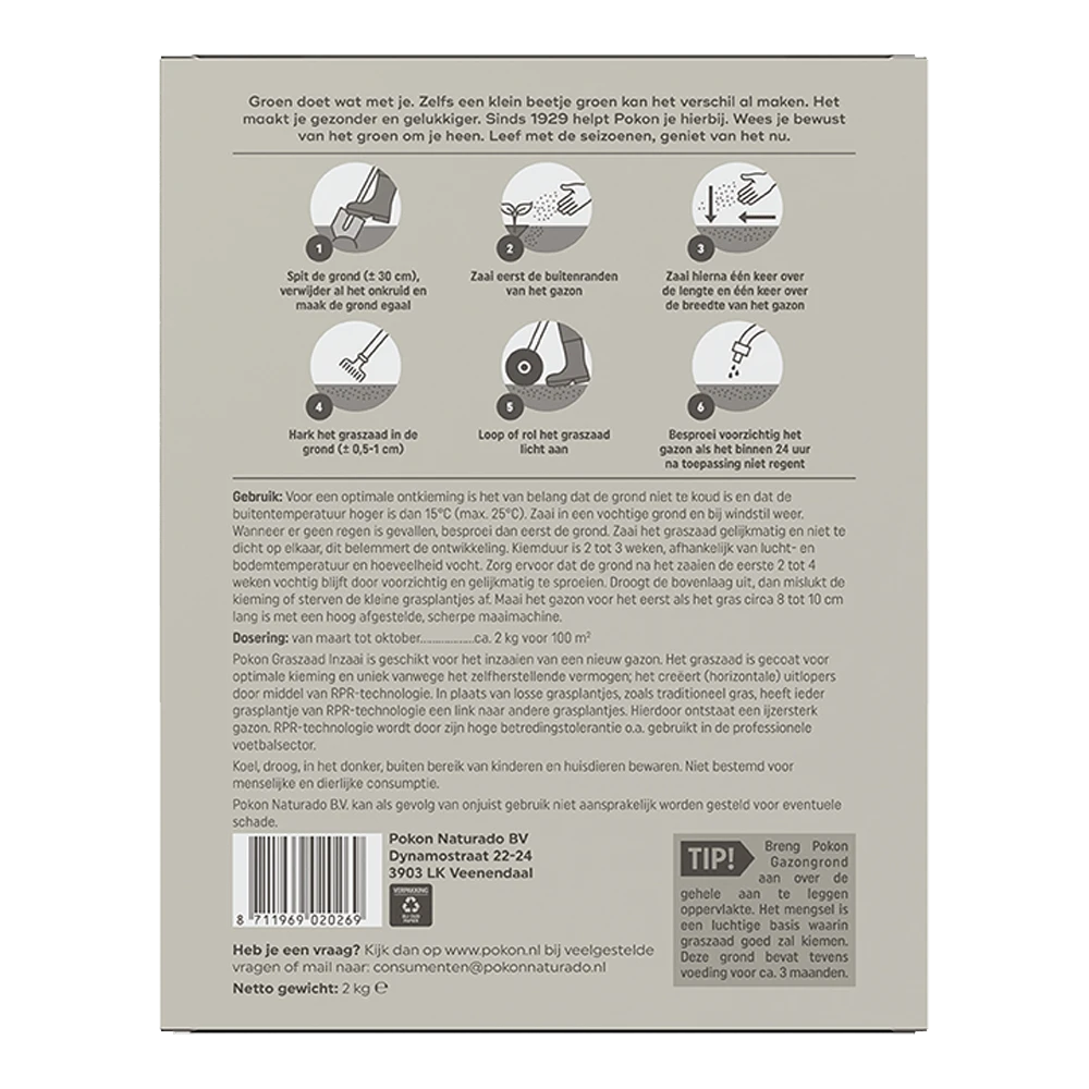 Pokon Graszaad Inzaai 2kg - Graszaad 4 Pokon Graszaad Inzaai 2kg - Graszaad - Image 2
