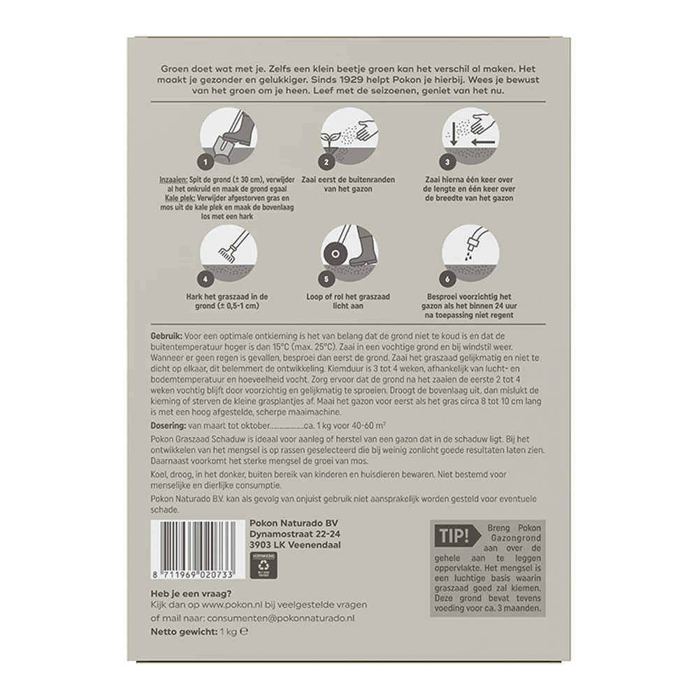 Pokon Graszaad Schaduw 1kg - Graszaad 4 Pokon Graszaad Schaduw 1kg - Graszaad - Image 2