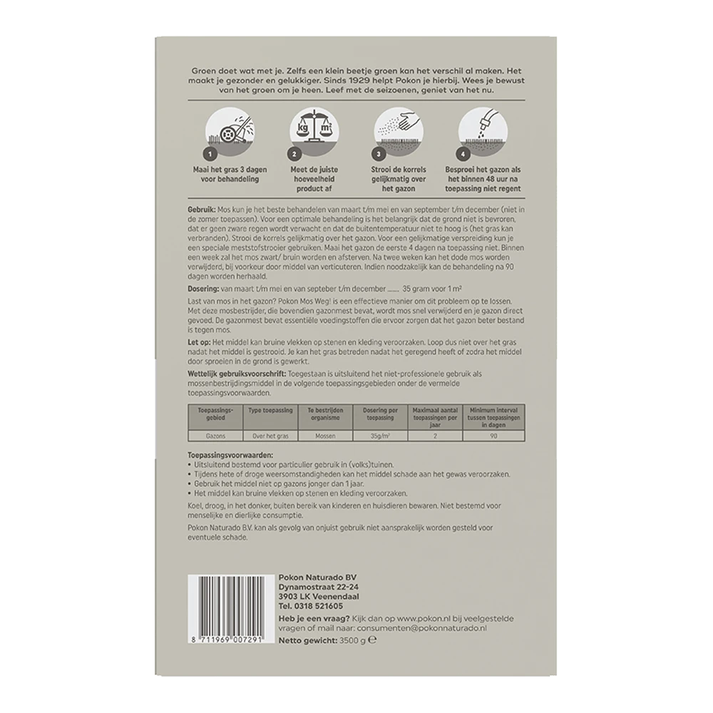 Pokon Mos Weg! 3,5kg Voor 100mu00b2 - Onkruid En Aanslag 4 Pokon Mos Weg! 3,5kg Voor 100mu00b2 - Onkruid En Aanslag - Image 2