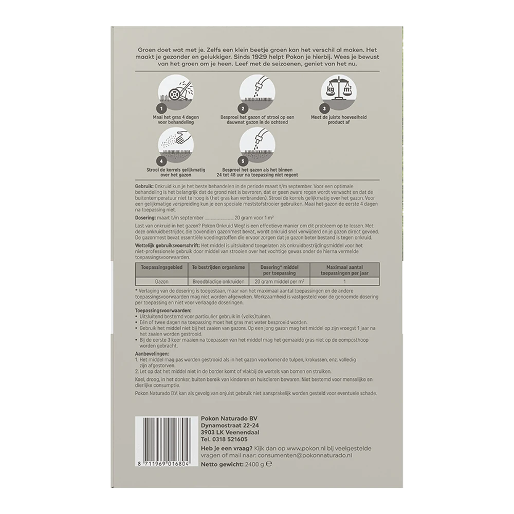 Pokon Onkruid Weg! 2,4kg Voor 120mu00b2 - Onkruid En Aanslag 4 Pokon Onkruid Weg! 2,4kg Voor 120mu00b2 - Onkruid En Aanslag - Afbeelding 2