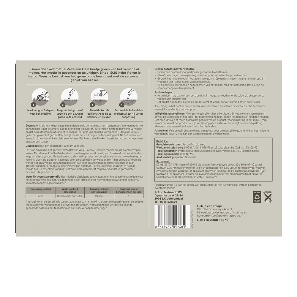 Pokon Onkruid Weg! 5kg Voor 250mu00b2 - Onkruid En Aanslag 4 Pokon Onkruid Weg! 5kg Voor 250mu00b2 - Onkruid En Aanslag - Afbeelding 2