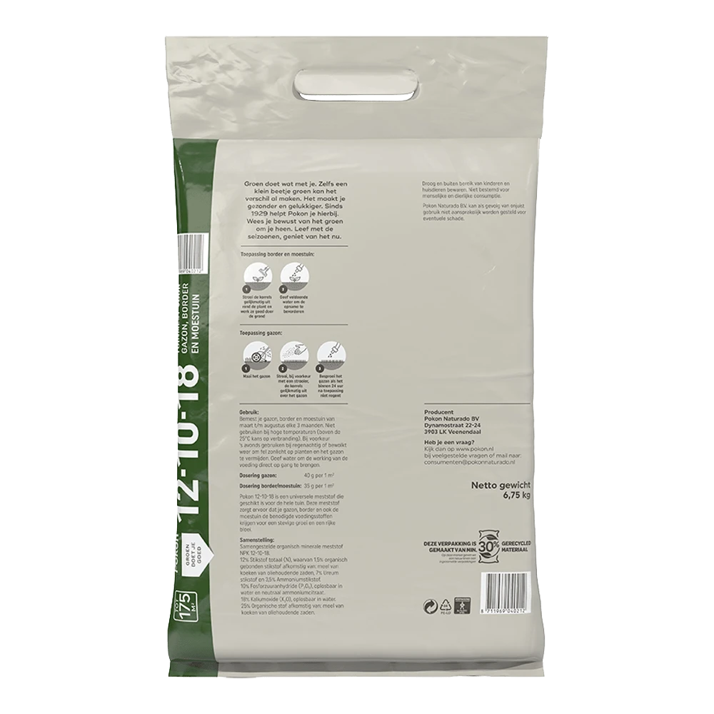 Pokon Tuinmest 12-10-18 6,75kg - Tuinplanten Voeding, Gazonmeststof 4 Pokon Tuinmest 12-10-18 6,75kg - Tuinplanten Voeding, Gazonmeststof - Image 2