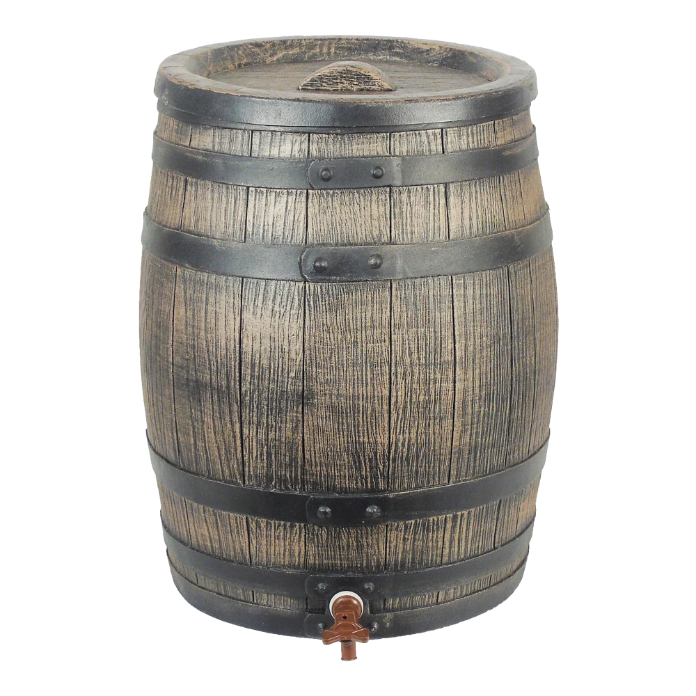 Regenton 120L Kunststof Met Houtlook - H66xu00d850,5cm - Nature 3 Regenton 120L Kunststof Met Houtlook - H66xu00d850,5cm - Nature