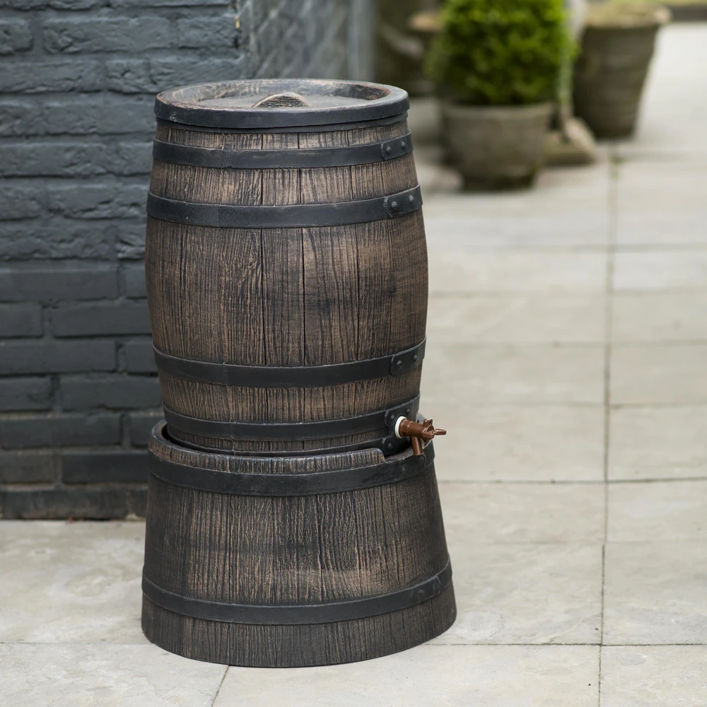 Regenton 120L Kunststof Met Houtlook - H66xu00d850,5cm - Nature 6 Regenton 120L Kunststof Met Houtlook - H66xu00d850,5cm - Nature - Image 4