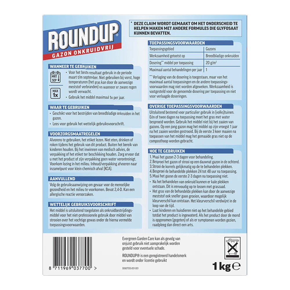 ROUNDUPu00ae Gazon Onkruidvrij Onkruidverdelger Korrels 1kg - Onkruid En Aanslag - Image 2
