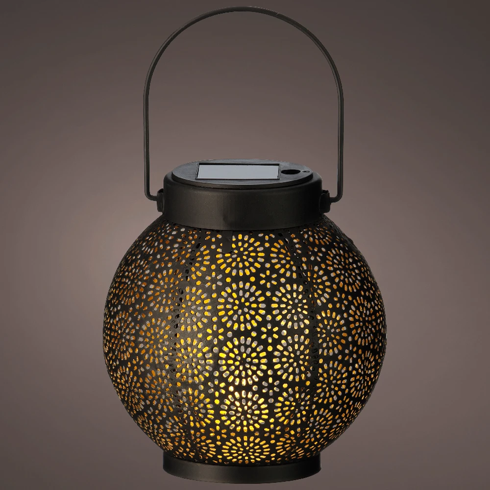 Lumineo Solar Lantaarn - LED - D14 X H16cm - Zwart/Goud 4 Lumineo Solar Lantaarn - LED - D14 X H16cm - Zwart/Goud - Image 2