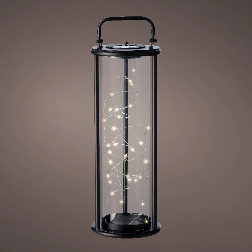 Lumineo Solar Lantaarn - LED - D15 X H42cm - Zwart 4 Lumineo Solar Lantaarn - LED - D15 X H42cm - Zwart - Image 2