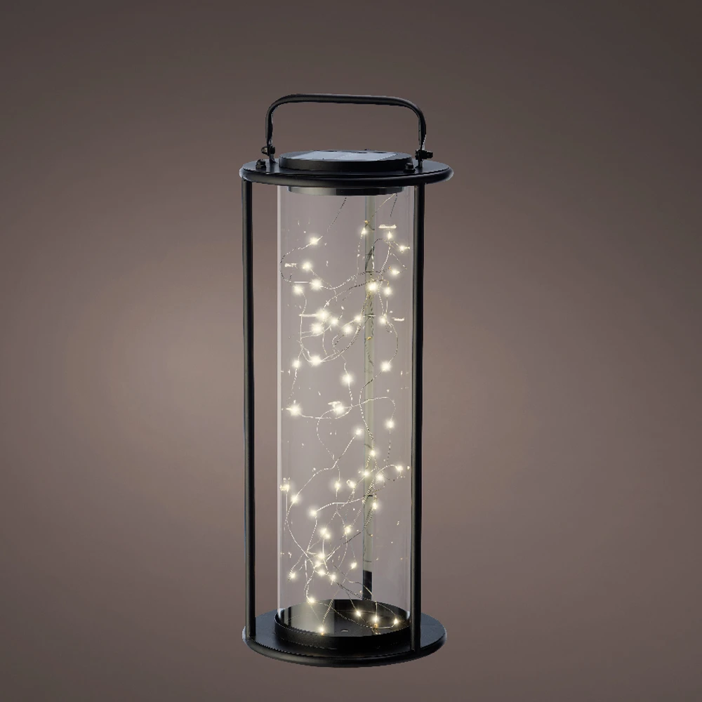 Lumineo Solar Lantaarn - LED - D20 X H49cm - Zwart 4 Lumineo Solar Lantaarn - LED - D20 X H49cm - Zwart - Image 2